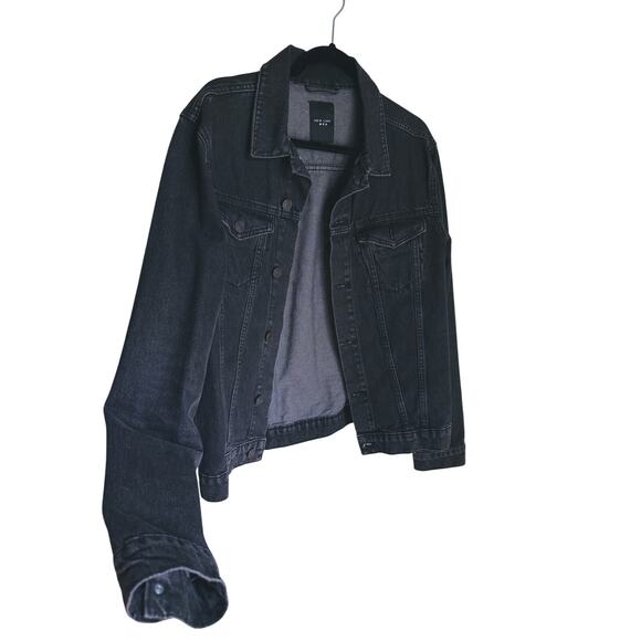 New Look Men’s Black Denim Jean Jacket Large Edgy Street Style Skater Capsule - Picture 7 of 9